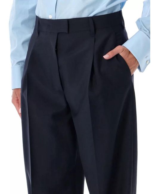 Prada Blue Pleated High-Rise Tailored Trousers