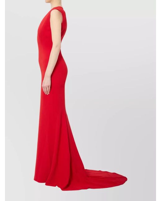 Solace London Red Althea Deep Neckline Maxi Dress