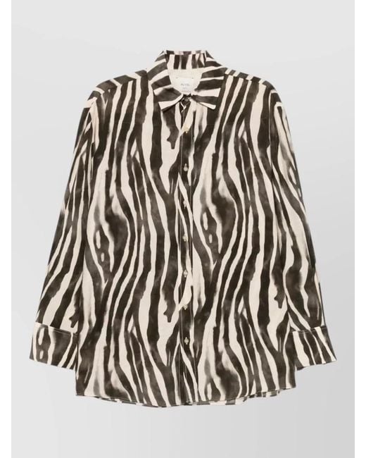 Alysi Black Zebra Pattern Relaxed Fit Shirt