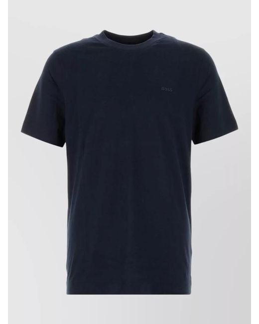 Boss Blue Cotton Crew Neck Regular Fit T Shirt for men