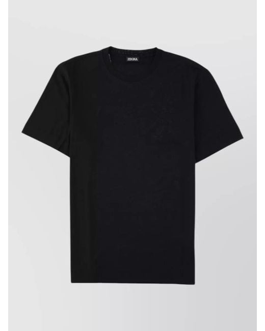 Zegna Black Short Sleeve Casual Crew Neck Shirt for men