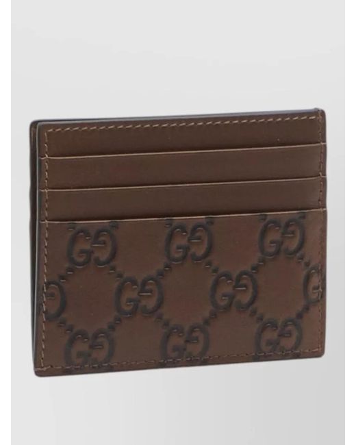 Gucci Brown Leather Card Holder for men