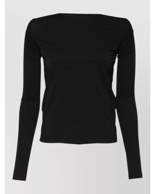 Dolce & Gabbana Black Wool Slim-Fit Long-Sleeve Boat Neck Sweater