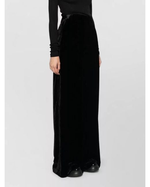 Rick Owens Black High Waist Velvet Tailored Wide Leg Pants