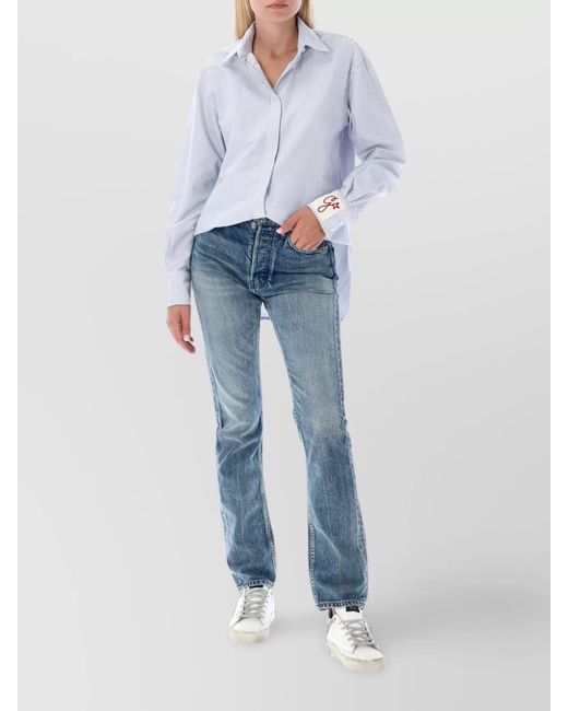 Golden Goose Deluxe Brand White Striped Cotton Long-Sleeve Shirt