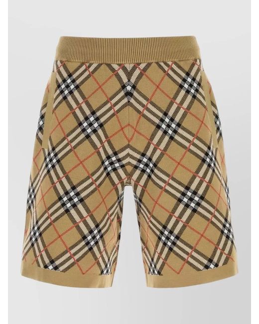 Burberry Metallic Knit Bermuda Shorts Checked Pattern Embroidery for men