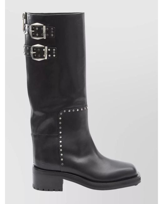 Jimmy Choo Black Knee-High Tube Boots Stud Detail