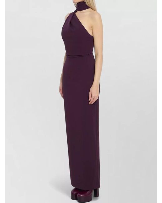 Solace London Purple Draped One-Shoulder Maxi Dress