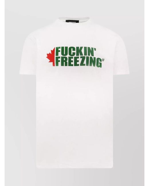 DSquared² White Cotton Printed Cool Fit T-Shirt for men