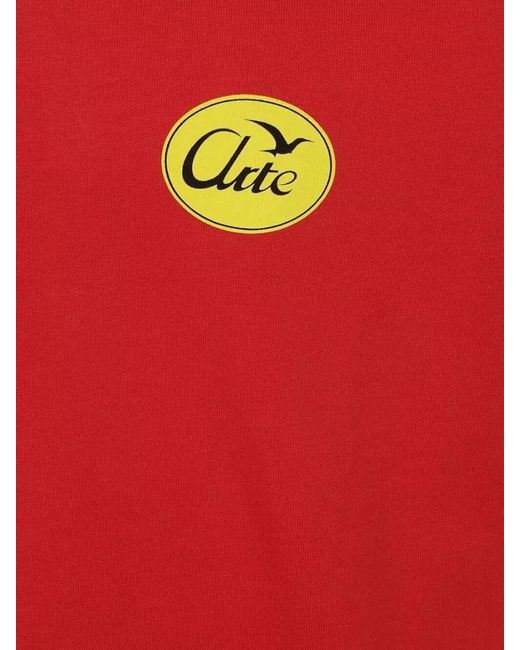Arte' Red Bird Emblem Circle Logo Crew Neck T Shirt for men