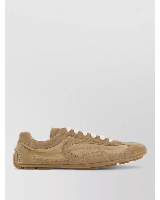 Prada Natural Suede Low-Top Sneakers