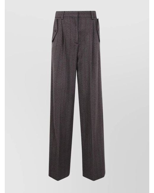 Golden Goose Deluxe Brand Gray Journey Wide Leg Trousers Naomi Pinstripe