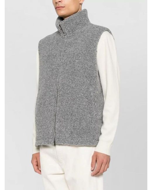 Herno Gray Flannel Sleeveless Zip Vest for men
