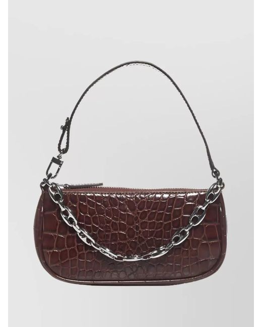 By Far Brown Mini Rachel Leather Shoulder Bag