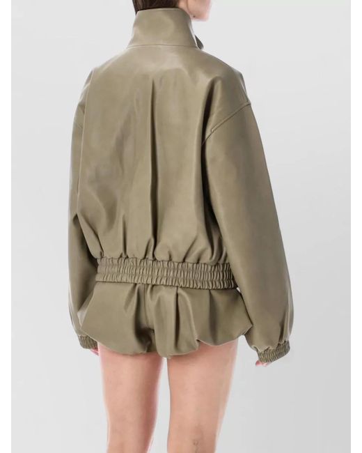 Frankie Shop Natural Nolita Faux Leather Stand Collar Bomber
