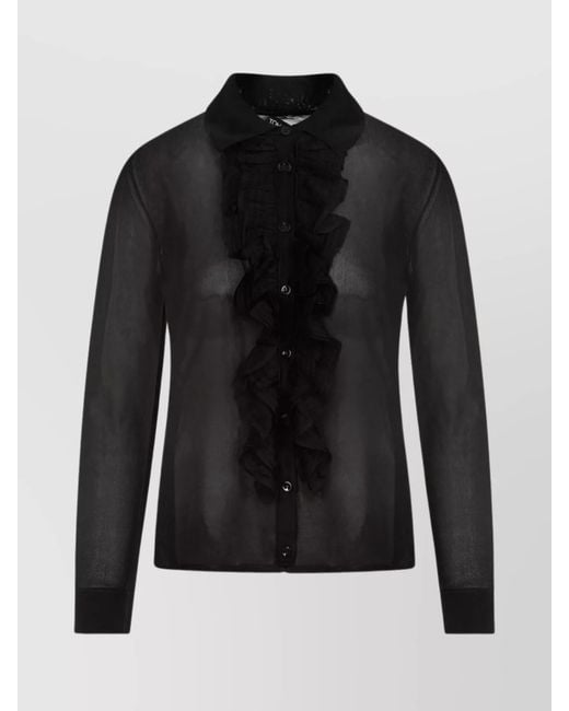 Tom Ford Black Ruffled Long-Sleeve Blouse