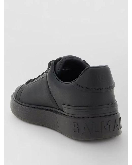 Balmain Black B Court Lace Up Low Top Sneakers for men