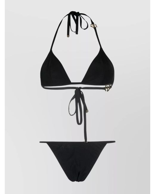 Dolce & Gabbana Black Logo Triangle Bikini Set