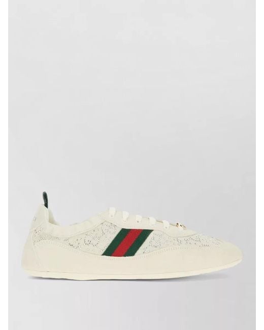Gucci Natural Shift Sneakers Embroidered Accents Low Top Sole
