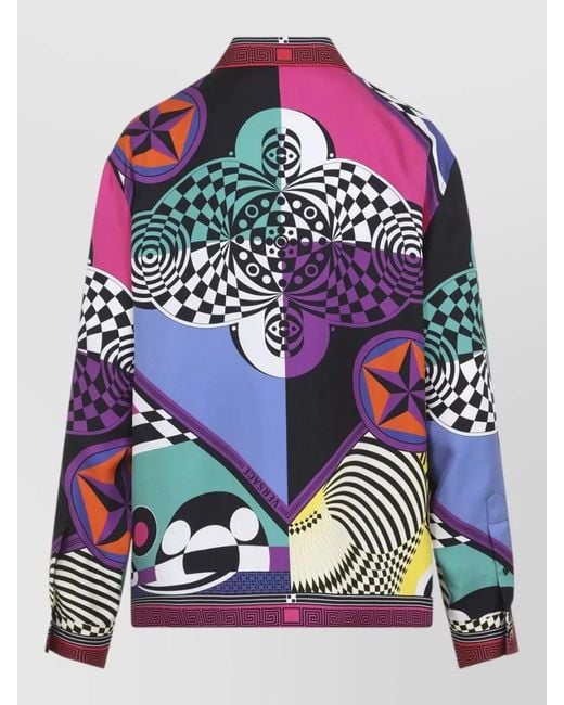 Versace Blue Teatro Foulard Shirt Regular Fit Collar