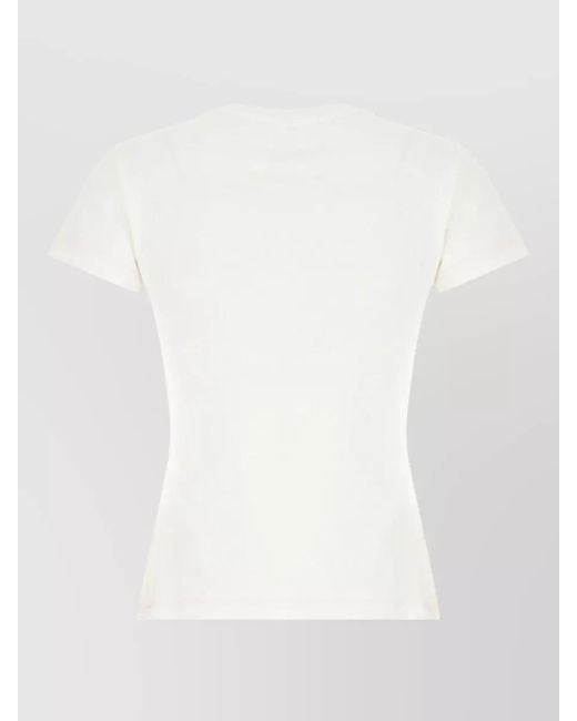 Ganni White Cotton Crew Neck Graphic Print T Shirt