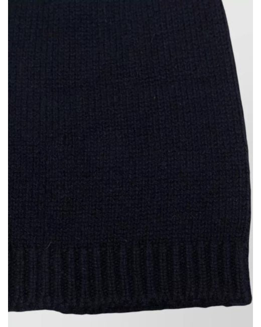 Fabiana Filippi Blue Wool Beanie Hat Knit Texture Ribbed Hem