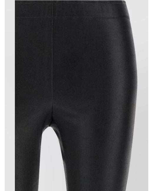 Stouls Black Leather Slim-Fit Cropped Flared Trousers