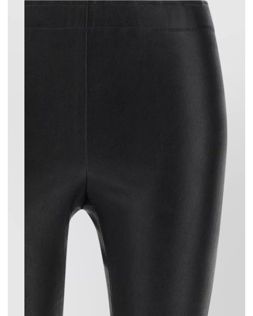 Stouls Black Flared Leather Trousers Featuring Seam Detailing