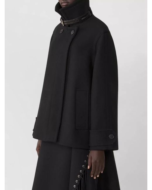 Lanvin Black Jacket High Collar Belted Neck Silk Blend