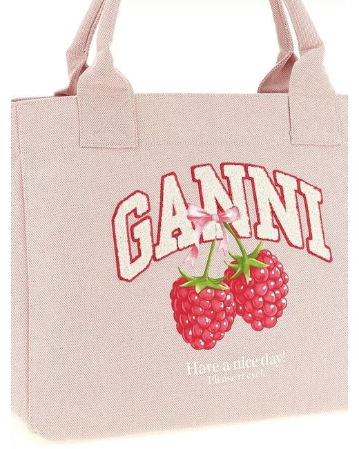 Ganni Pink Medium Recycled Polyester Tote Bag