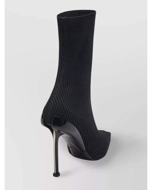 McQueen Black Stretch Knit Ankle Boots