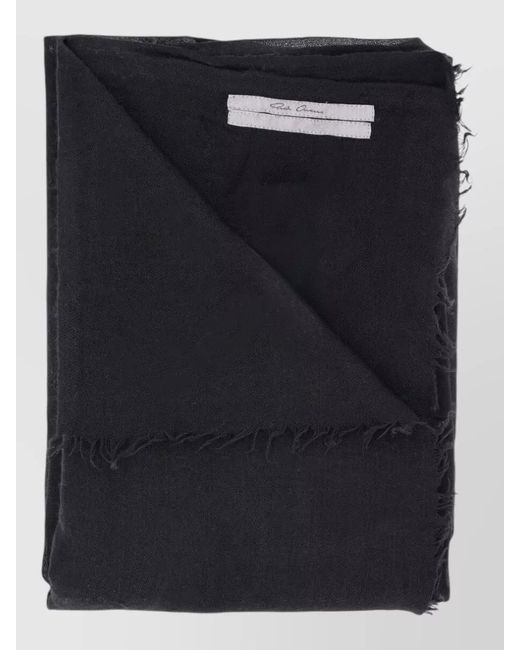 Rick Owens Black Soft Texture Scarf Frayed Edge Design for men