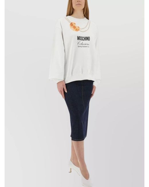 Moschino White Cotton Regular-Fit Jumper