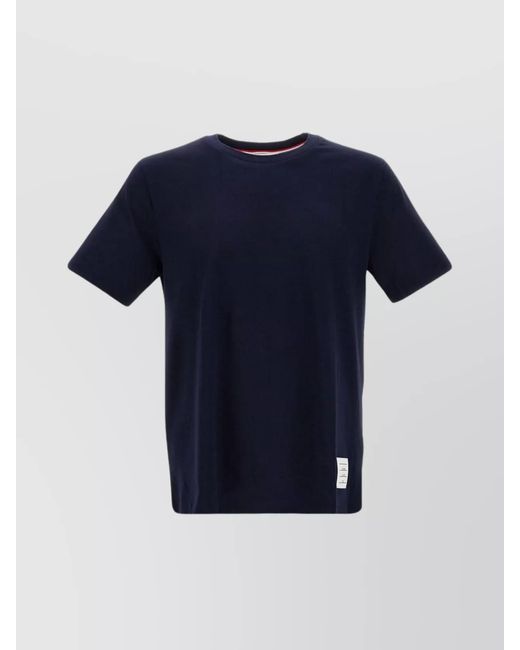 Thom Browne Blue Cotton Relaxed-Fit Side-Slit Short-Sleeve T-Shirt for men
