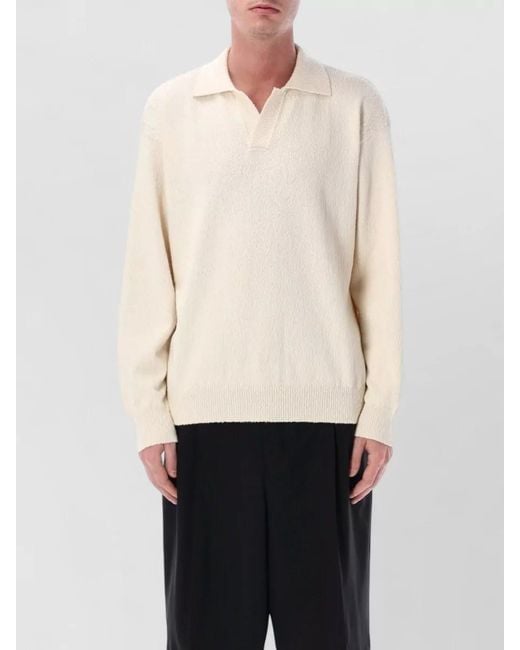 Roberto Collina White Long Sleeve Polo Cotton Knit Sweater for men