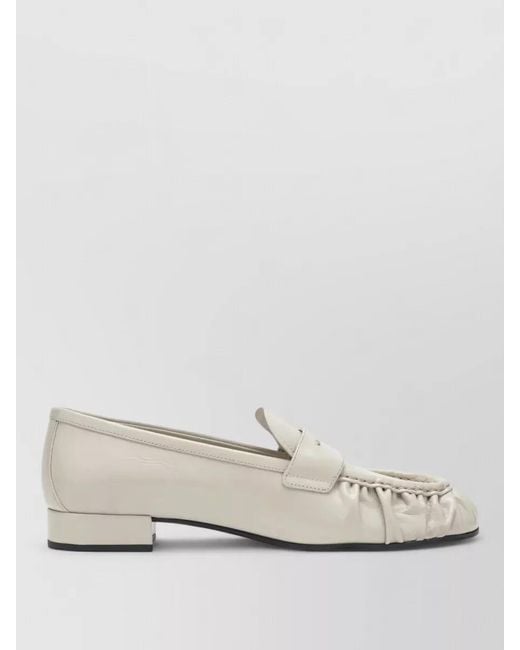 Prada Natural Loafers Low Block Heel Ruched Detailing