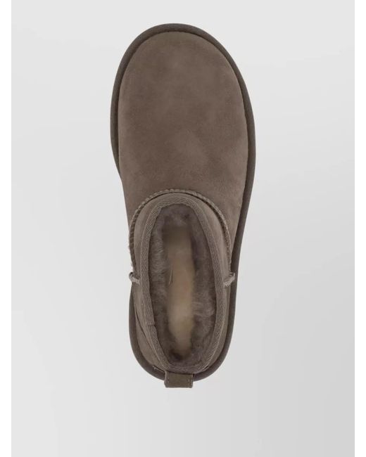 Ugg Brown Ankle Boots Pull Tab Round Toe Suede