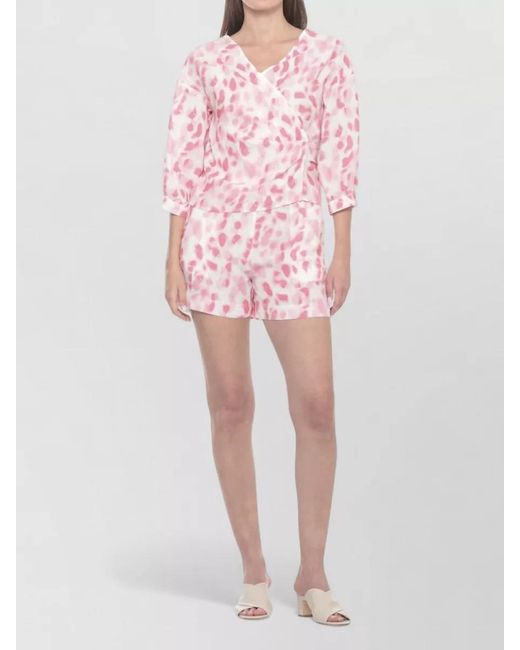 120% Lino Pink Printed Linen Shorts
