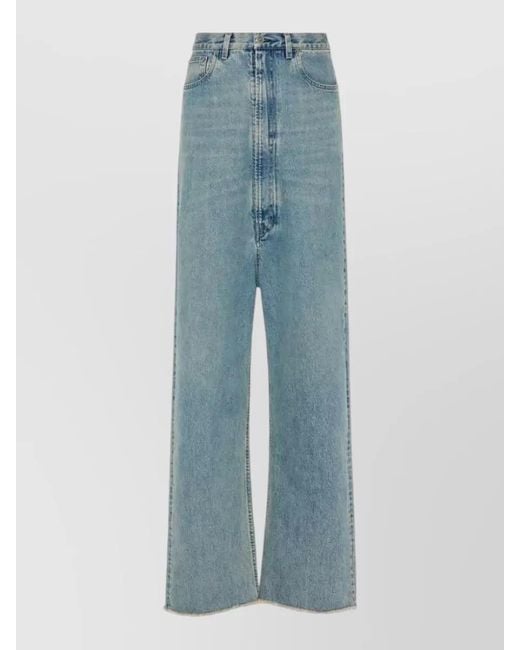 Maison Margiela Blue High Waist Wide Leg Denim Trousers for men
