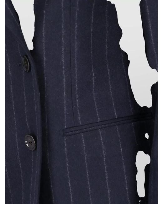 Lardini Blue Double Breasted Pinstripe Blazer Flower Pin