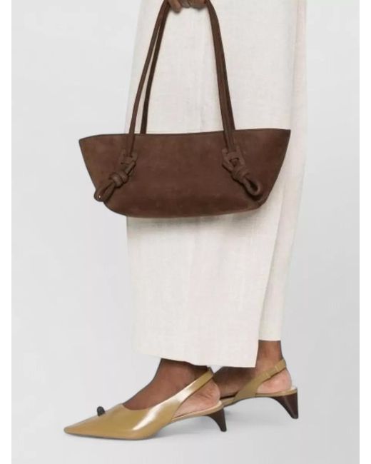 Hereu Brown Leather Knotted Shoulder Bag