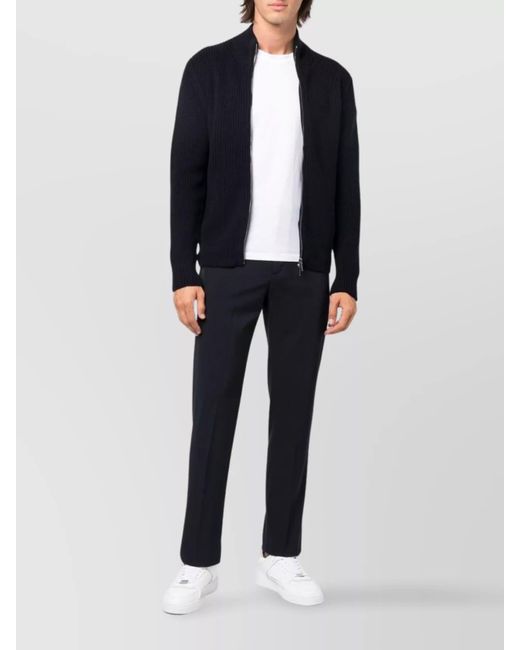Drumohr Blue Merino Wool Half Zip Sweater for men