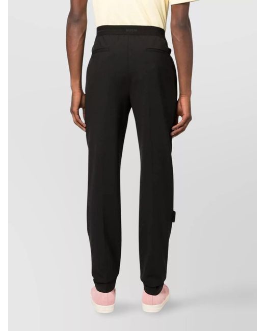 MSGM Black Virgin Wool Straight-Leg Trousers for men
