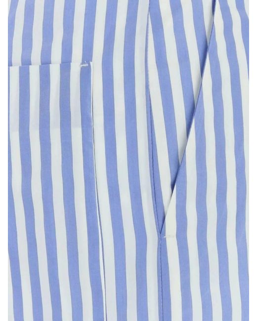 Philosophy Blue Striped Embroidered Wide-Leg Trousers