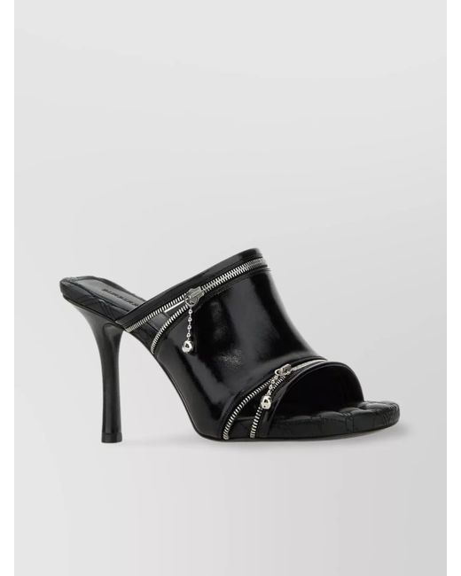Burberry Black Leather Peep-Toe Mules