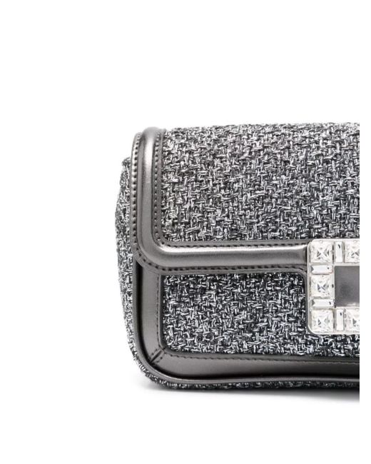 Roger Vivier Gray Crystal Embellished Leather Shoulder Bag