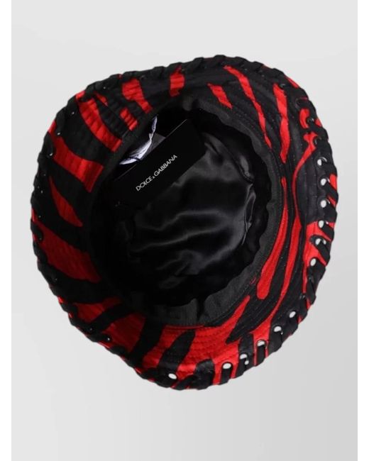 Dolce & Gabbana Red Striped Wide Brim Bucket Hat