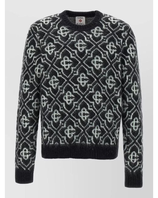 Casablanca Black Monogram Crew Neck Long Sleeve Jumper for men