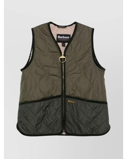 Barbour Green Two-Tone Quilted Sleeveless Vest