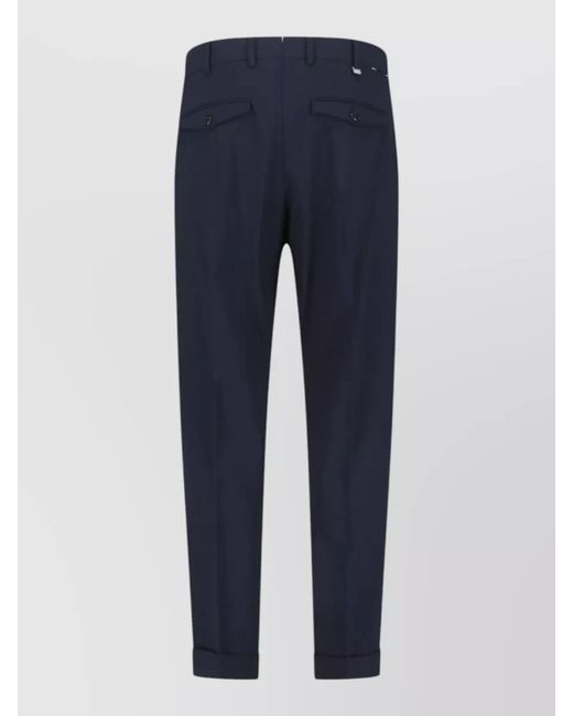 PT Torino Blue Straight-Leg Tailored Trousers for men
